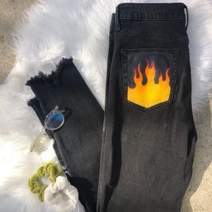 Hand painted black jeans